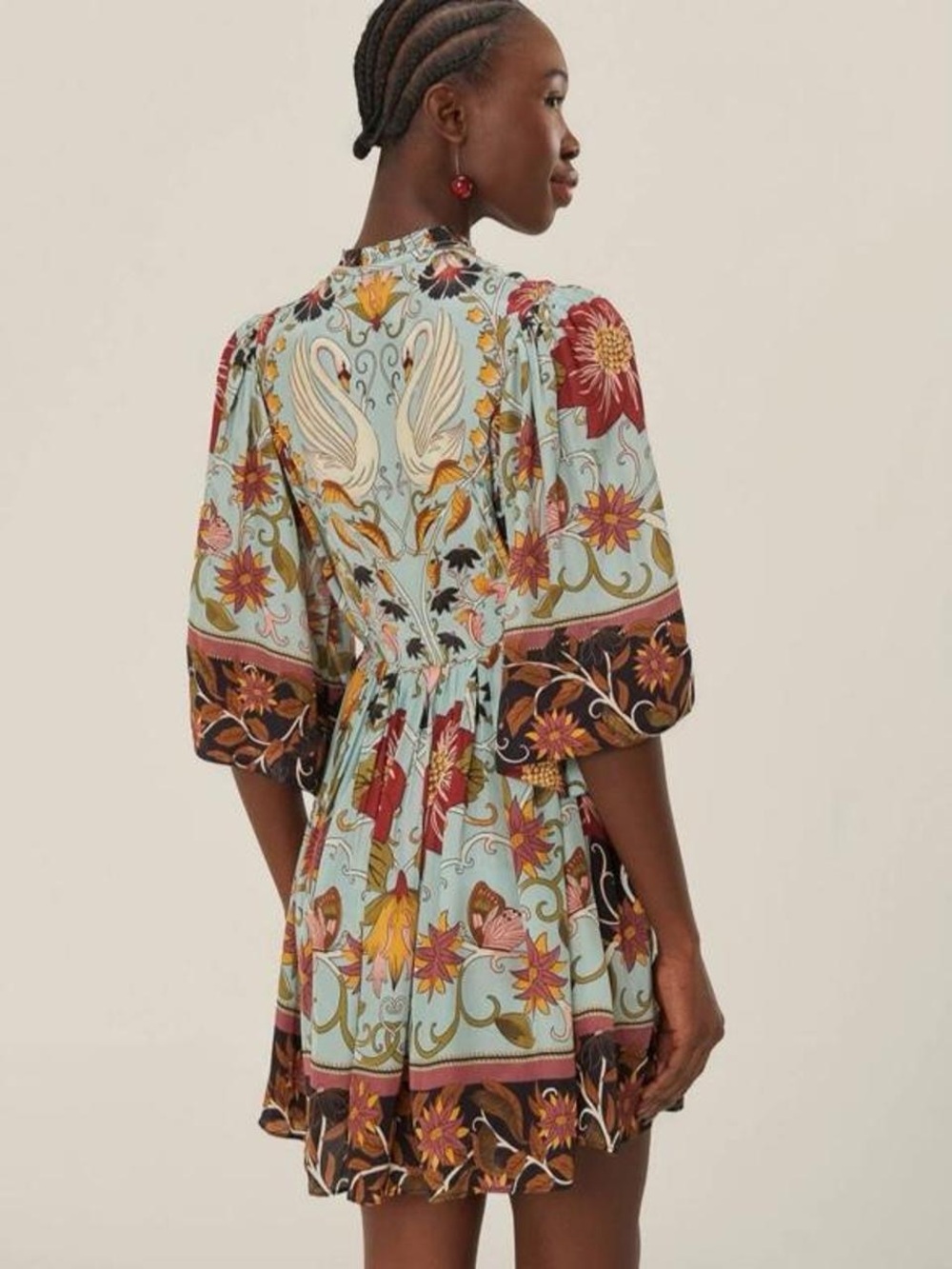 NWT FARM RIO Blue Flowing Beauty Mini Dress - Picture 2 of 11